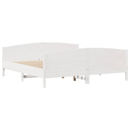vidaXL Bed Frame without Mattress White 160x200 cm Solid Wood Pine 5