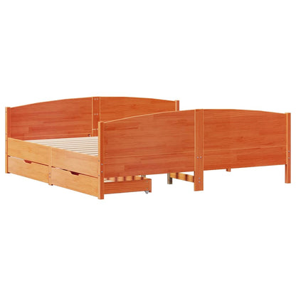 vidaXL Bed Frame without Mattress Wax Brown 160x200 cm Solid Wood Pine 3