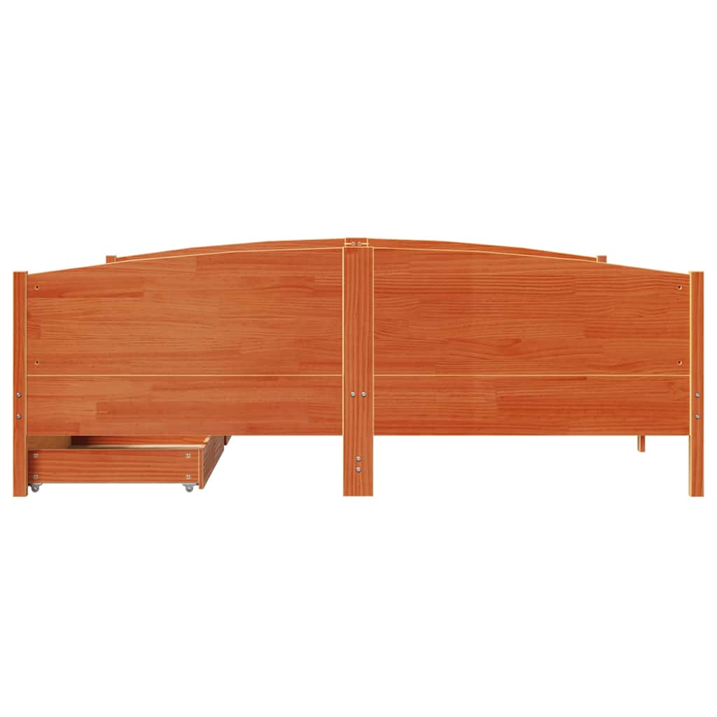 vidaXL Bed Frame without Mattress Wax Brown 160x200 cm Solid Wood Pine 4
