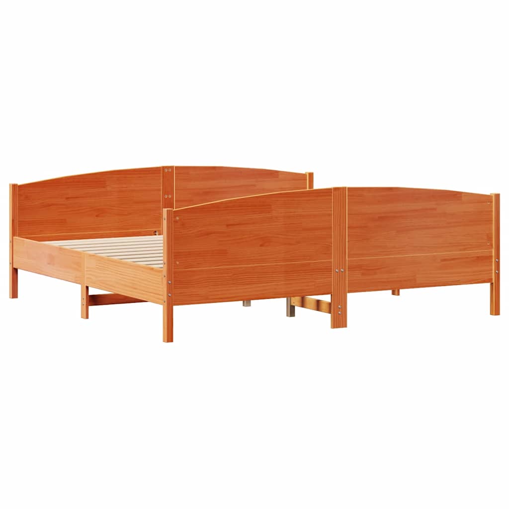 vidaXL Bed Frame without Mattress Wax Brown 160x200 cm Solid Wood Pine 5