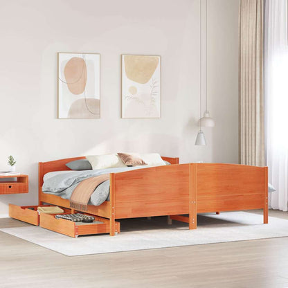 vidaXL Bed Frame without Mattress Wax Brown 160x200 cm Solid Wood Pine 1