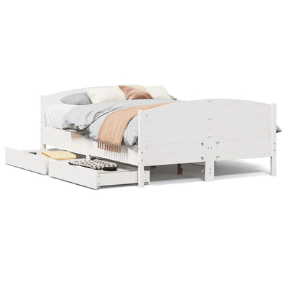 vidaXL Bed Frame without Mattress White 140x200 cm Solid Wood Pine 2