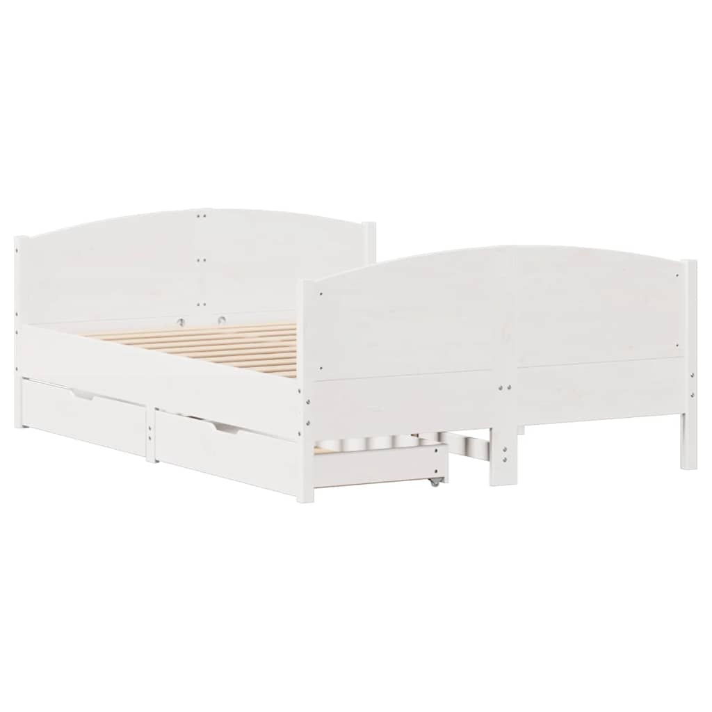 vidaXL Bed Frame without Mattress White 140x200 cm Solid Wood Pine 3