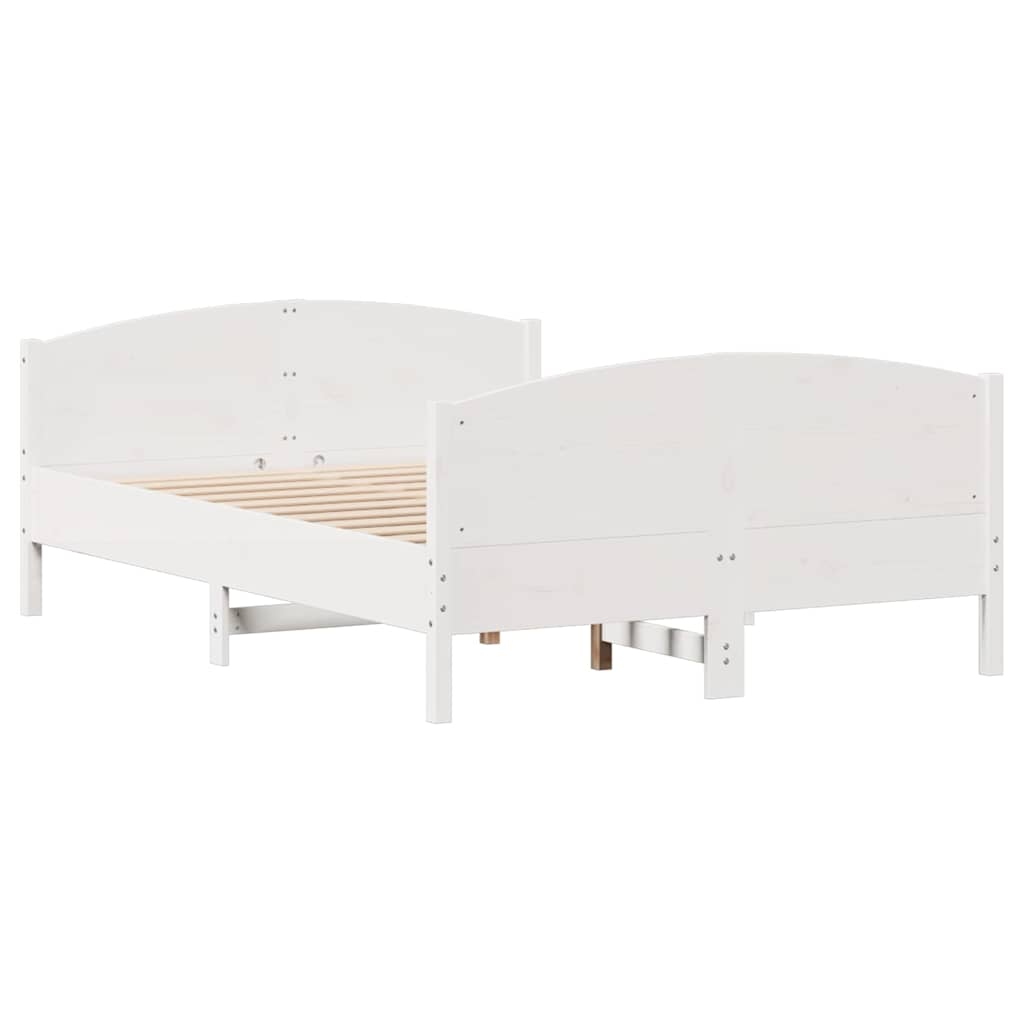 vidaXL Bed Frame without Mattress White 140x200 cm Solid Wood Pine 5