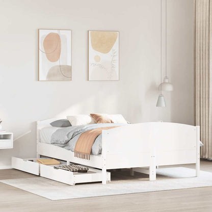 vidaXL Bed Frame without Mattress White 140x200 cm Solid Wood Pine 1