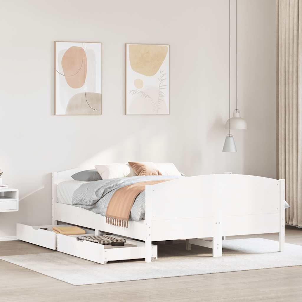 vidaXL Bed Frame without Mattress White 120x200 cm Solid Wood Pine 1