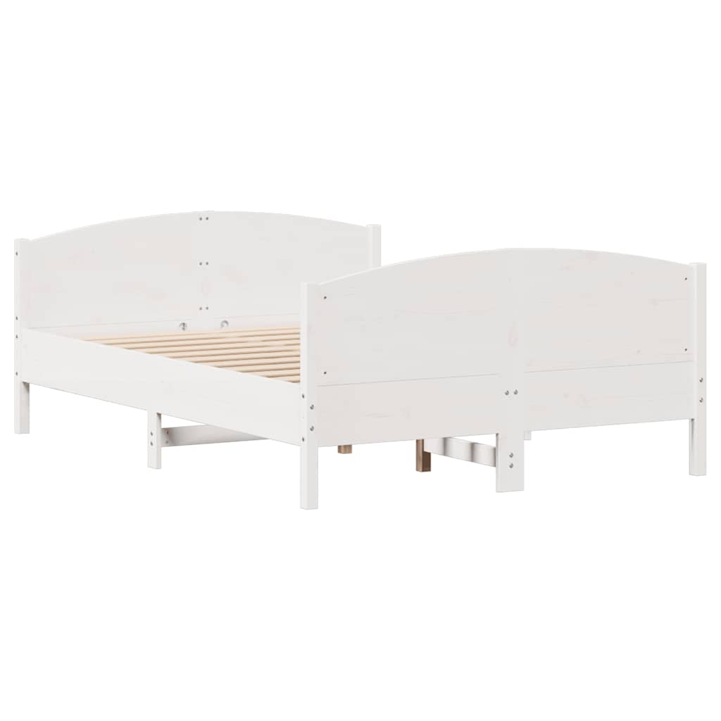 vidaXL Bed Frame without Mattress White 135x190 cm Double Solid Wood Pine 5