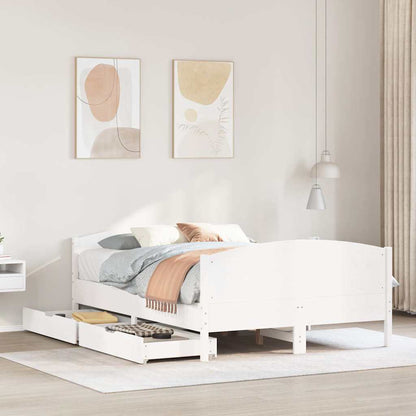 vidaXL Bed Frame without Mattress White 135x190 cm Double Solid Wood Pine 1