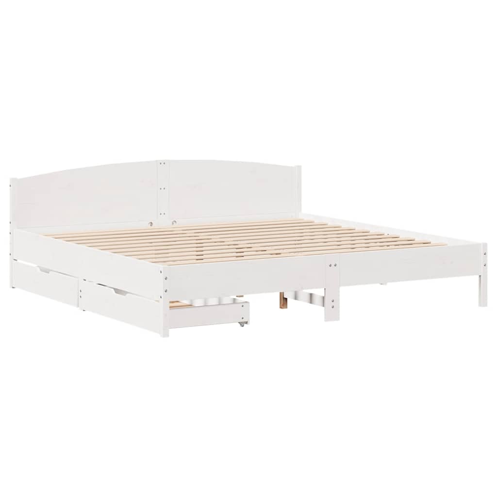 vidaXL Bed Frame without Mattress White 200x200 cm Solid Wood Pine 3