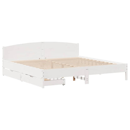 vidaXL Bed Frame without Mattress White 200x200 cm Solid Wood Pine 3