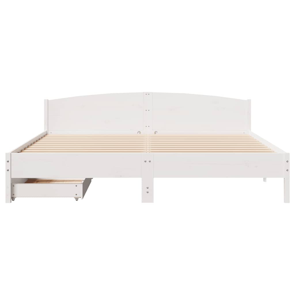 vidaXL Bed Frame without Mattress White 200x200 cm Solid Wood Pine 4