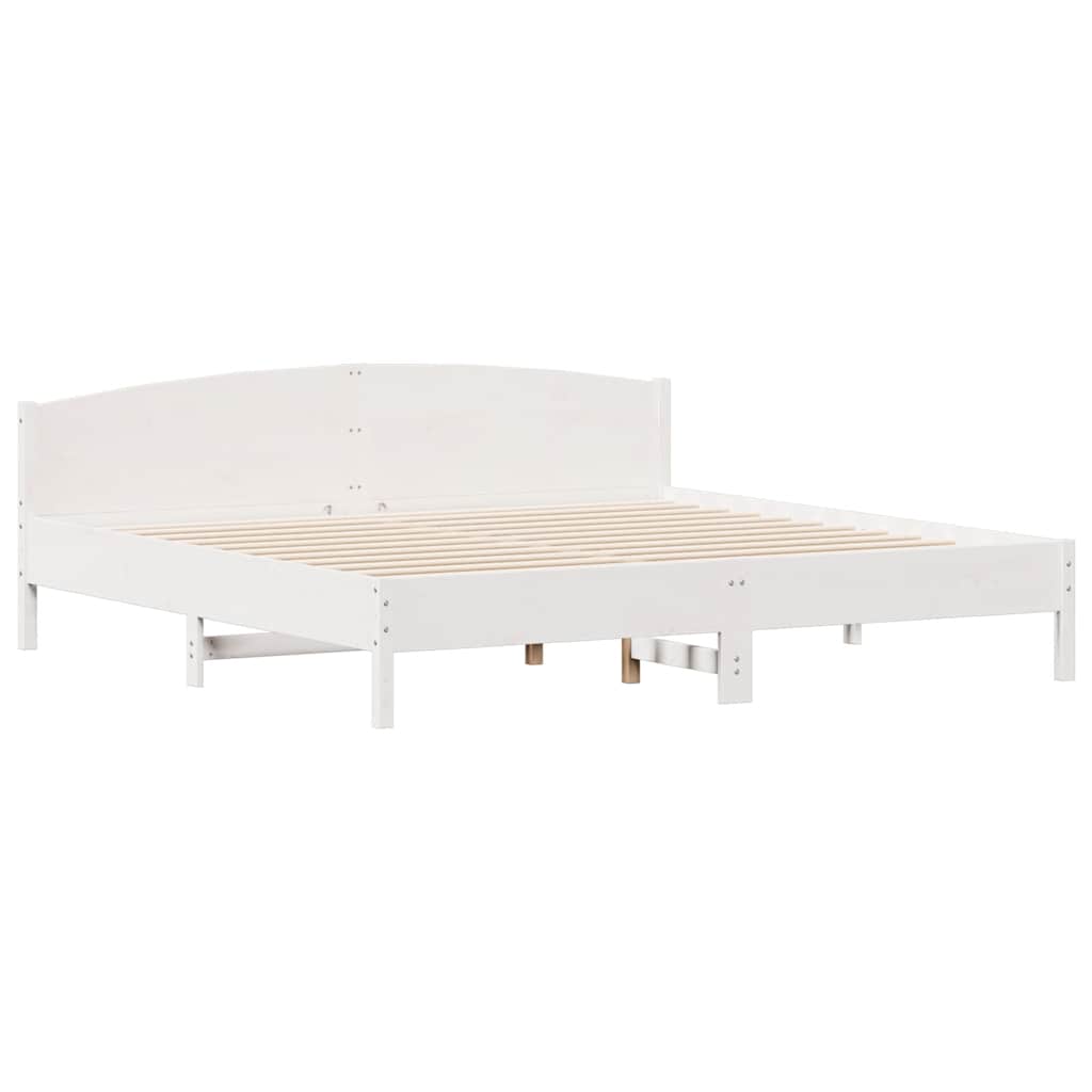 vidaXL Bed Frame without Mattress White 200x200 cm Solid Wood Pine 5