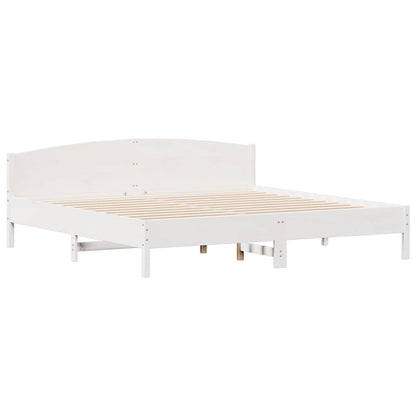 vidaXL Bed Frame without Mattress White 200x200 cm Solid Wood Pine 5