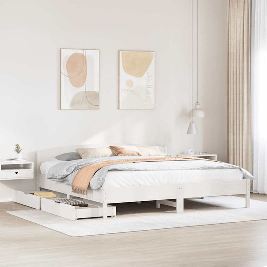 vidaXL Bed Frame without Mattress White 200x200 cm Solid Wood Pine 1