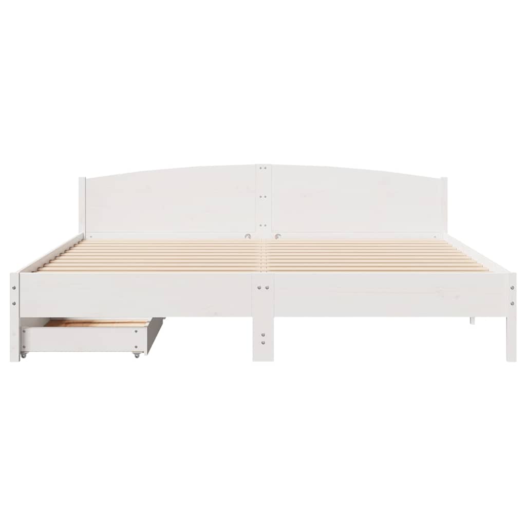 vidaXL Bed Frame without Mattress White 180x200 cm Solid Wood Pine 4