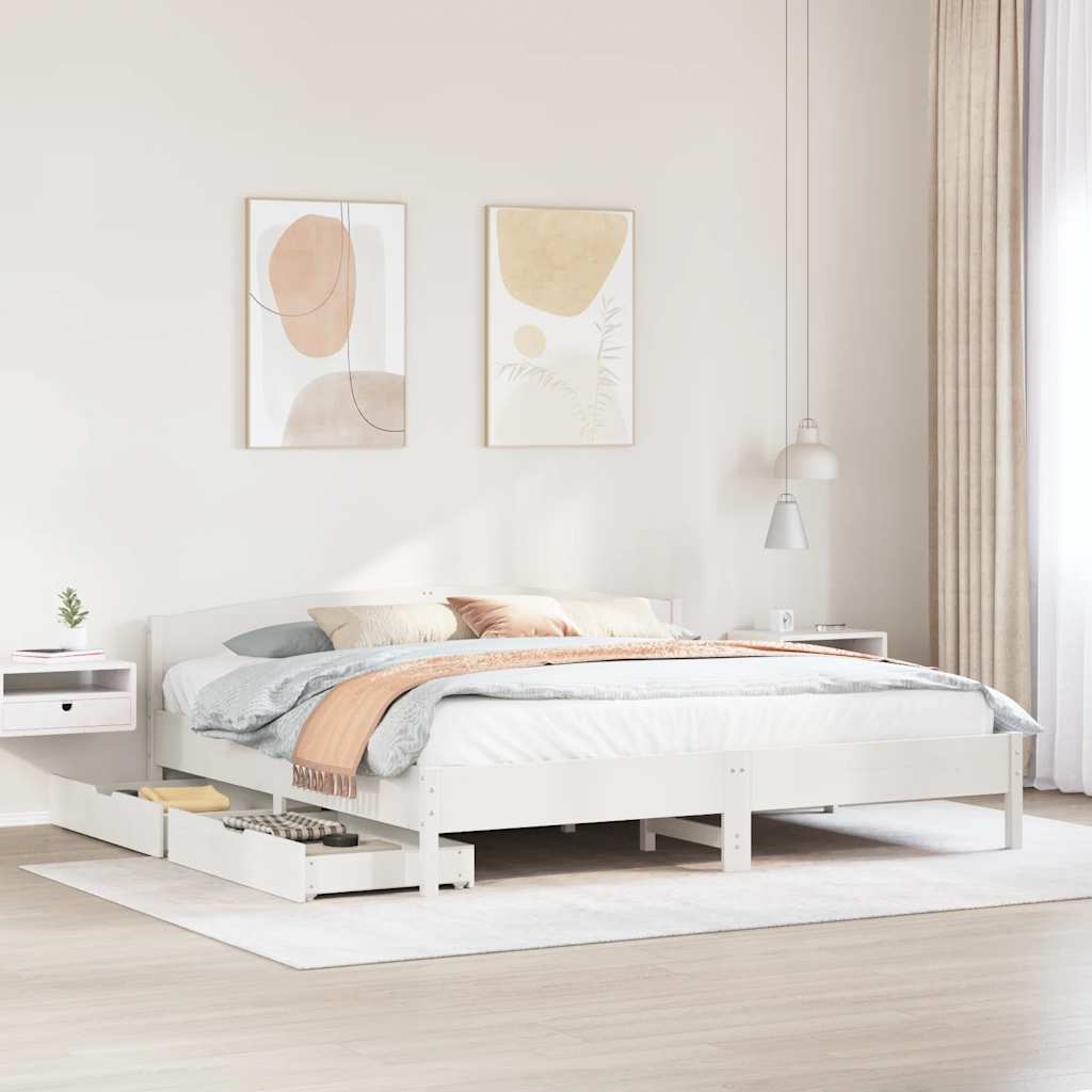 vidaXL Bed Frame without Mattress White 180x200 cm Solid Wood Pine 1