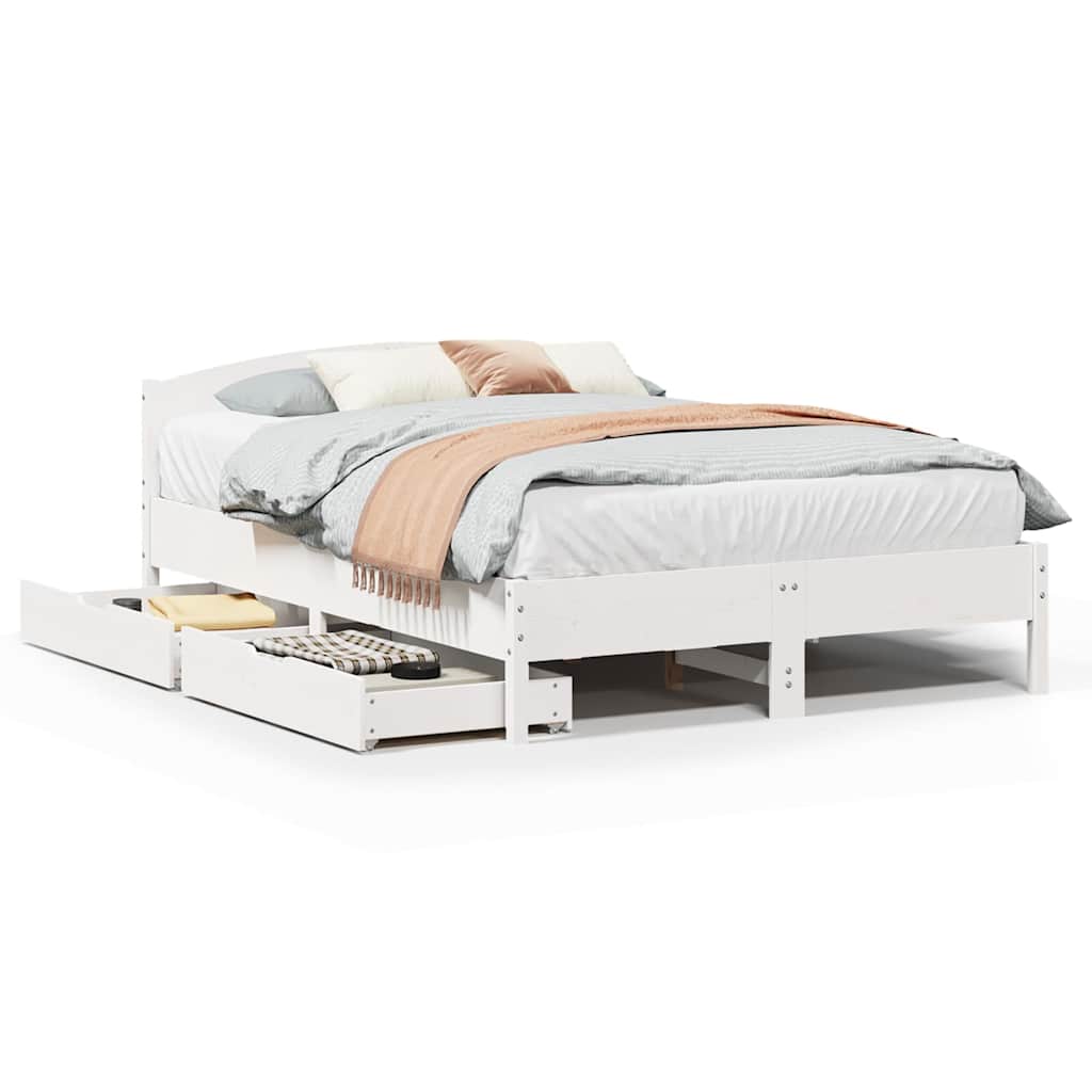 vidaXL Bed Frame without Mattress White 160x200 cm Solid Wood Pine 2