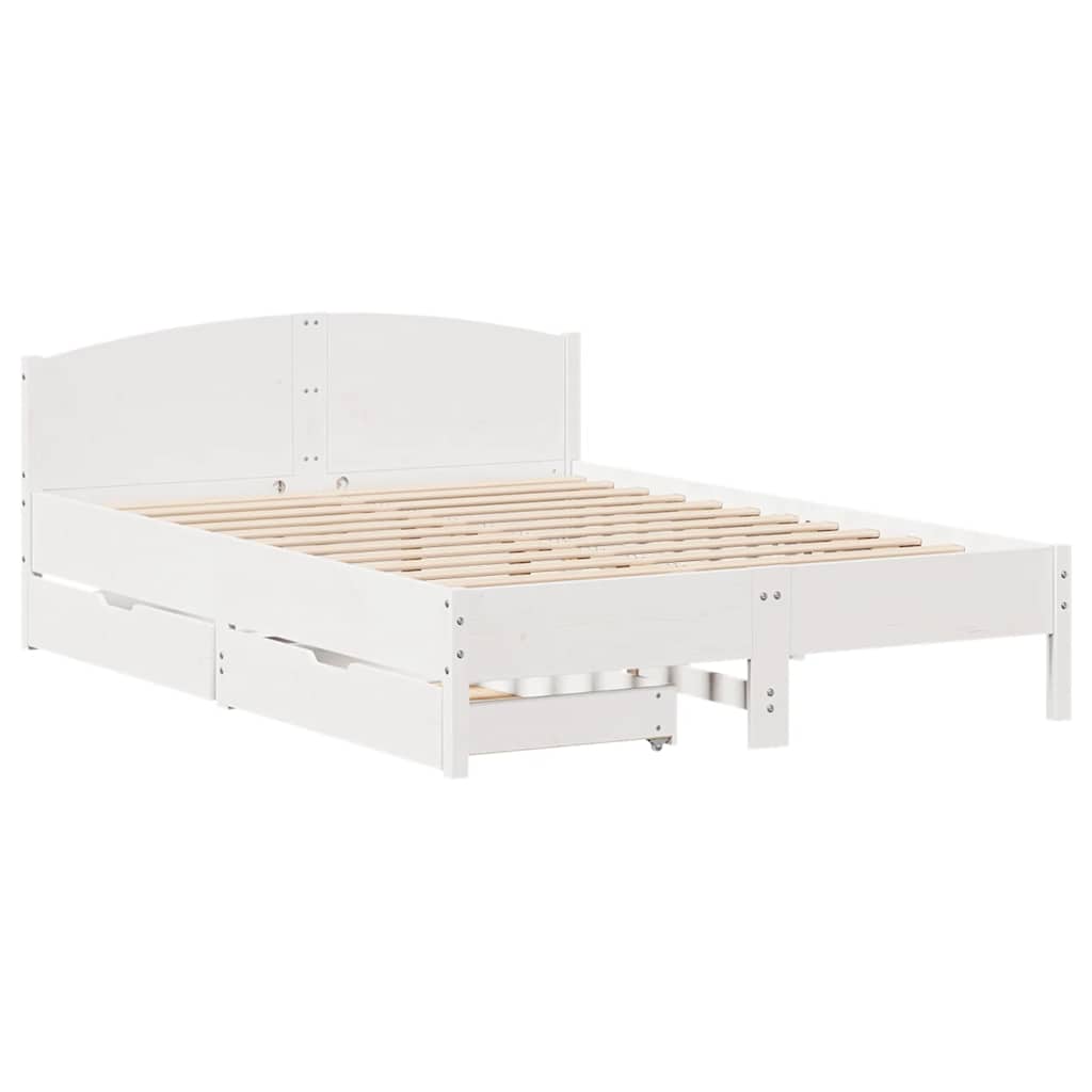 vidaXL Bed Frame without Mattress White 160x200 cm Solid Wood Pine 3