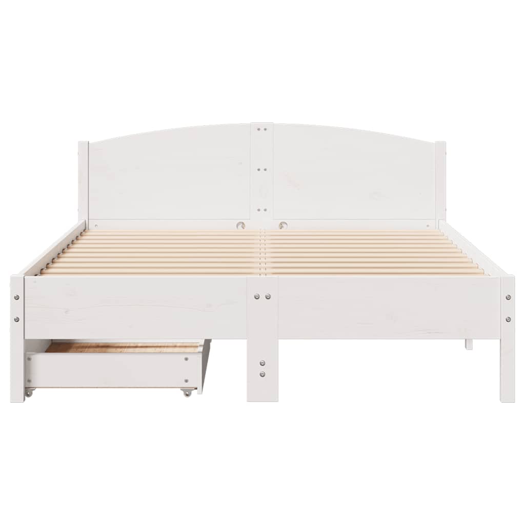 vidaXL Bed Frame without Mattress White 160x200 cm Solid Wood Pine 4