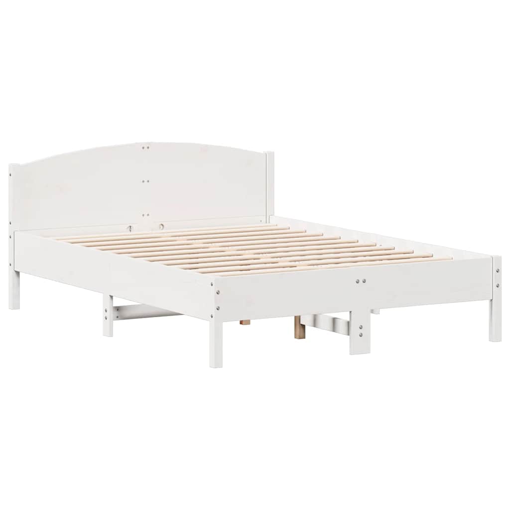 vidaXL Bed Frame without Mattress White 160x200 cm Solid Wood Pine 5