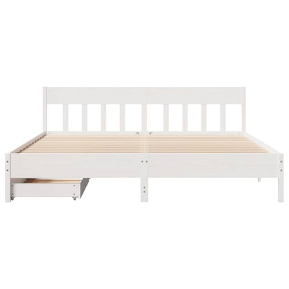 vidaXL Bed Frame without Mattress White 180x200 cm Super King Solid Wood Pine 4