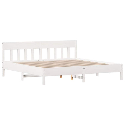 vidaXL Bed Frame without Mattress White 180x200 cm Super King Solid Wood Pine 5