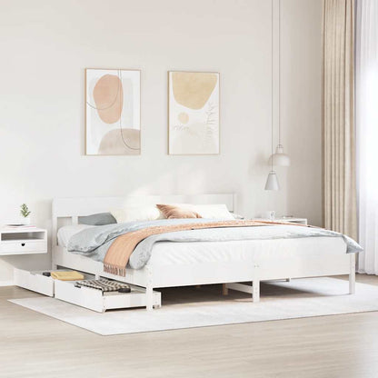 vidaXL Bed Frame without Mattress White 180x200 cm Super King Solid Wood Pine 1