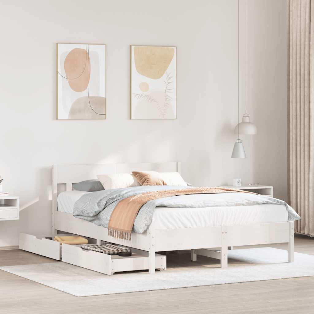 Bed Frame without Mattress Solid Wood Pine Length 200 cm White 160 cm