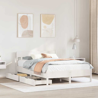 Bed Frame without Mattress Solid Wood Pine Length 200 cm White 150 cm