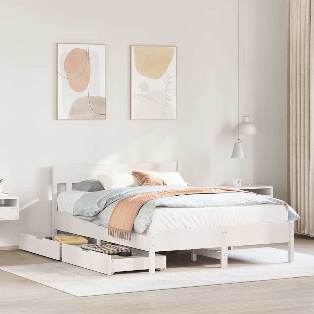 Bed Frame without Mattress Solid Wood Pine Length 200 cm White 120 cm