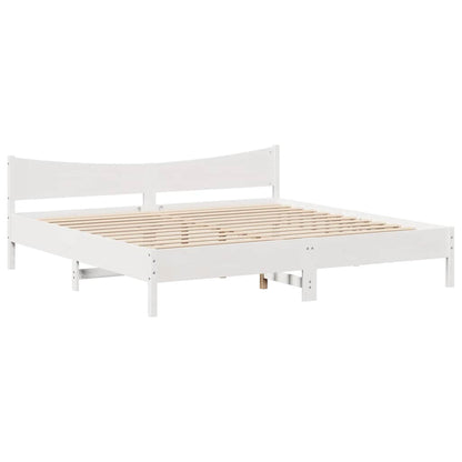 vidaXL Bed Frame with Drawers White 180x200 cm Super King Solid Wood Pine 5
