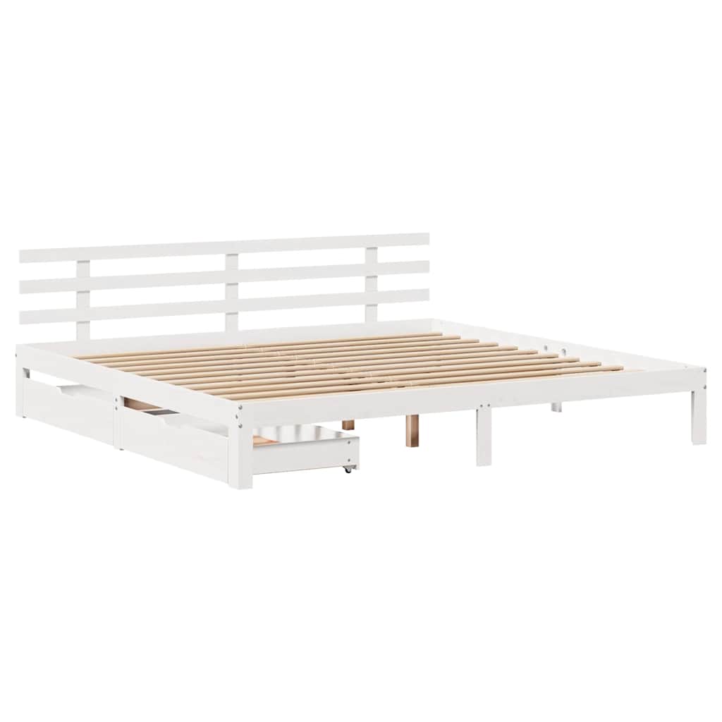 vidaXL Bed Frame with Drawers without Mattress White 180x200 cm 3