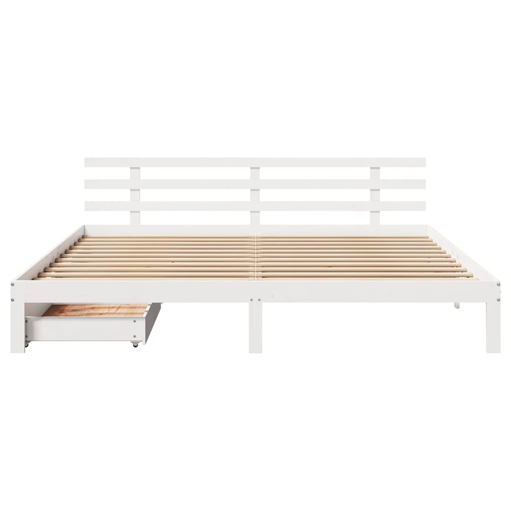 vidaXL Bed Frame with Drawers without Mattress White 180x200 cm 4