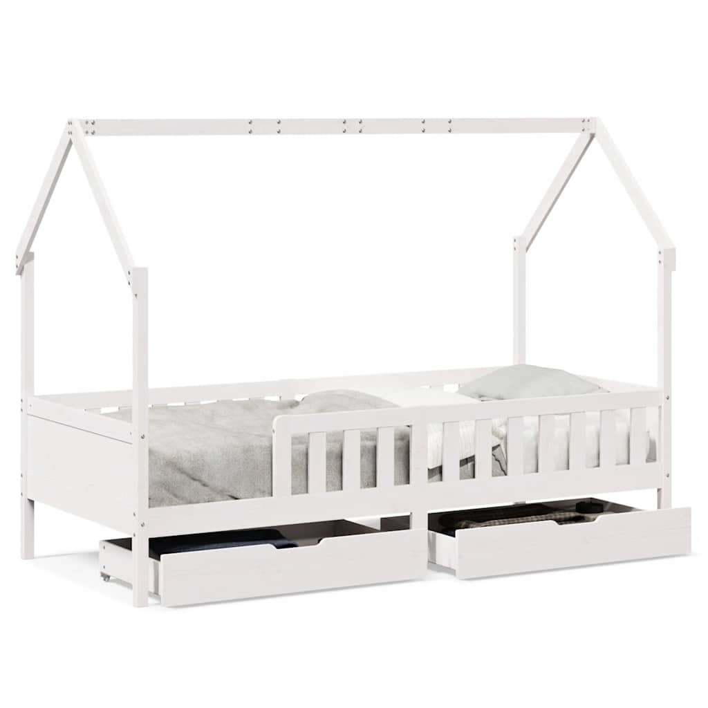 vidaXL Kids Bed Frame with Drawers without Mattress 80x200 cm Solid Wood 2