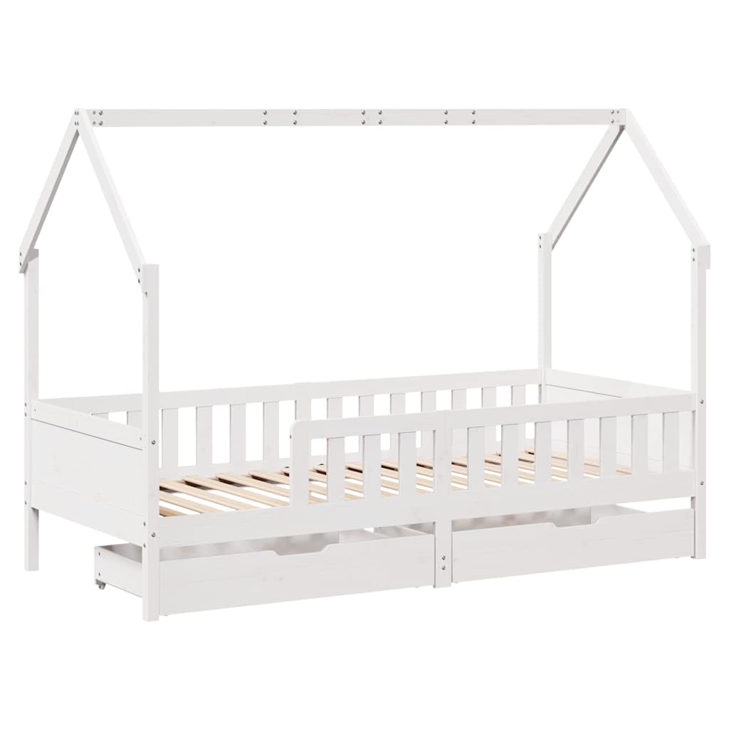 vidaXL Kids Bed Frame with Drawers without Mattress 80x200 cm Solid Wood 3