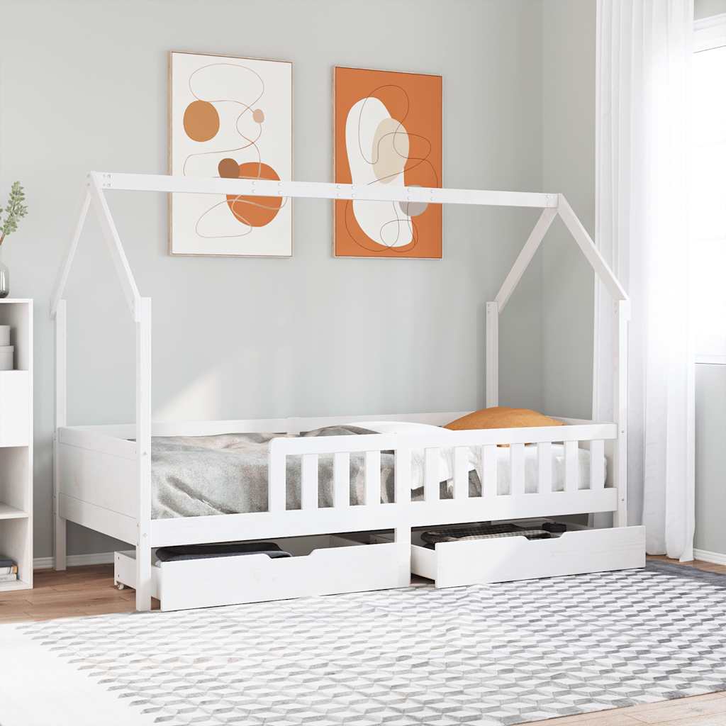 vidaXL Kids Bed Frame with Drawers without Mattress 80x200 cm Solid Wood 1