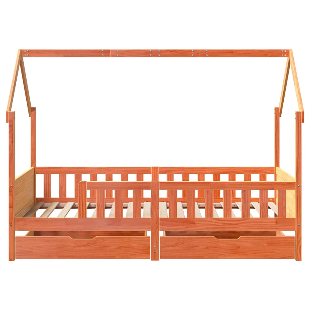 vidaXL Kids Bed Frame with Drawers without Mattress 80x200 cm Solid Wood 4