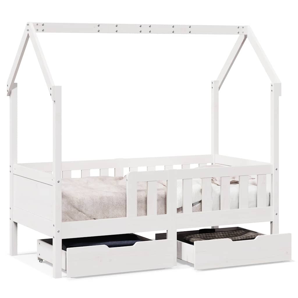 Kids Bed Frame with Drawers without Mattress White 80 cm 160 cm