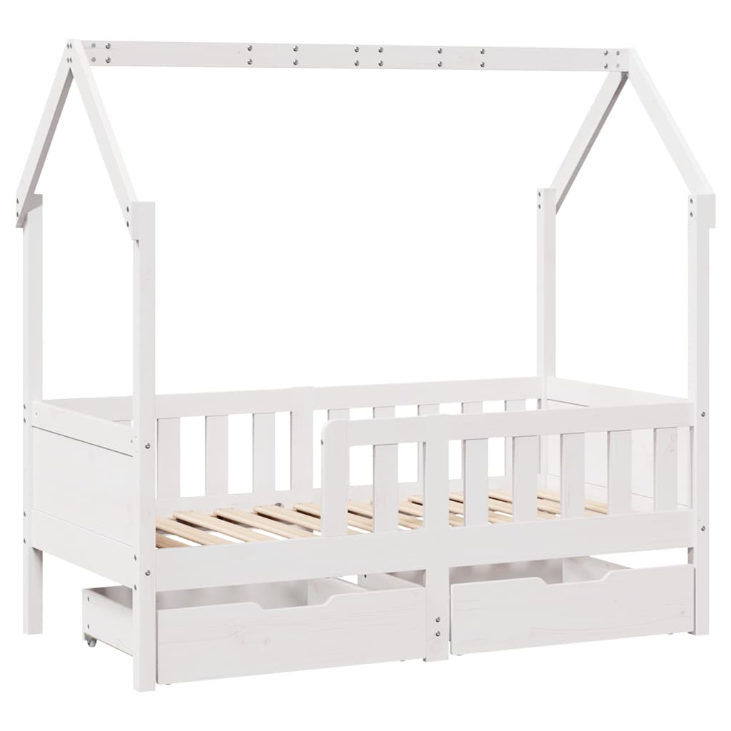Kids Bed Frame with Drawers without Mattress White 80 cm 160 cm