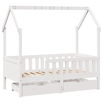 Kids Bed Frame with Drawers without Mattress White 80 cm 160 cm