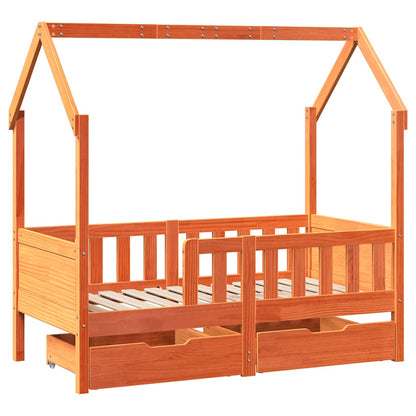 vidaXL Kids Bed Frame with Drawers without Mattress 80x160 cm Solid Wood 3