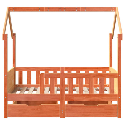 vidaXL Kids Bed Frame with Drawers without Mattress 80x160 cm Solid Wood 4