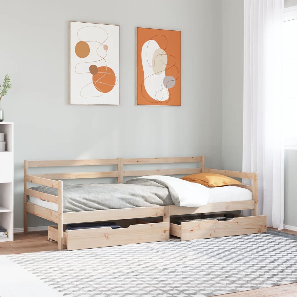 vidaXL Daybed with Drawers without Mattress White 80x200 cm Solid Wood 1