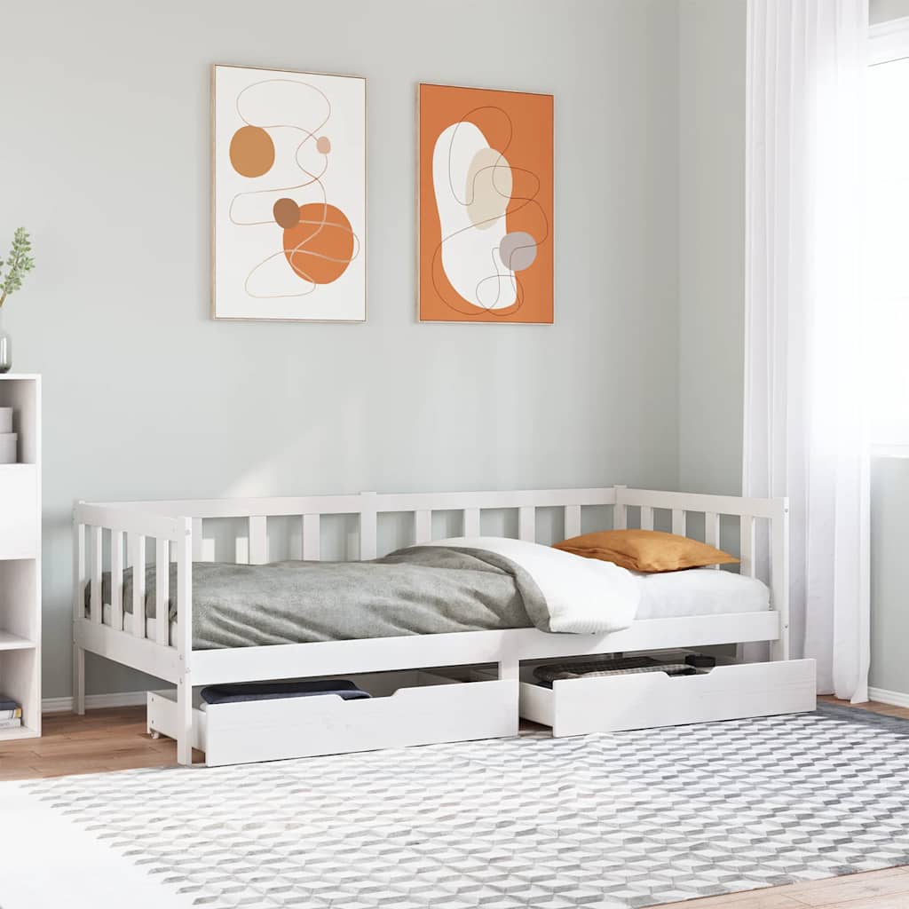 vidaXL Daybed with Drawers without Mattress Solid Wood