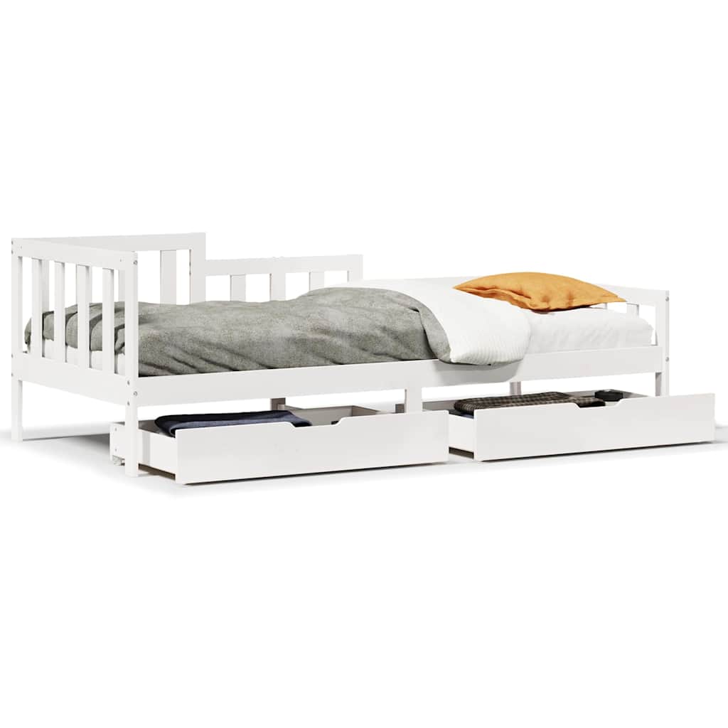 vidaXL Daybed with Drawers without Mattress White 90x200 cm Solid Wood 2