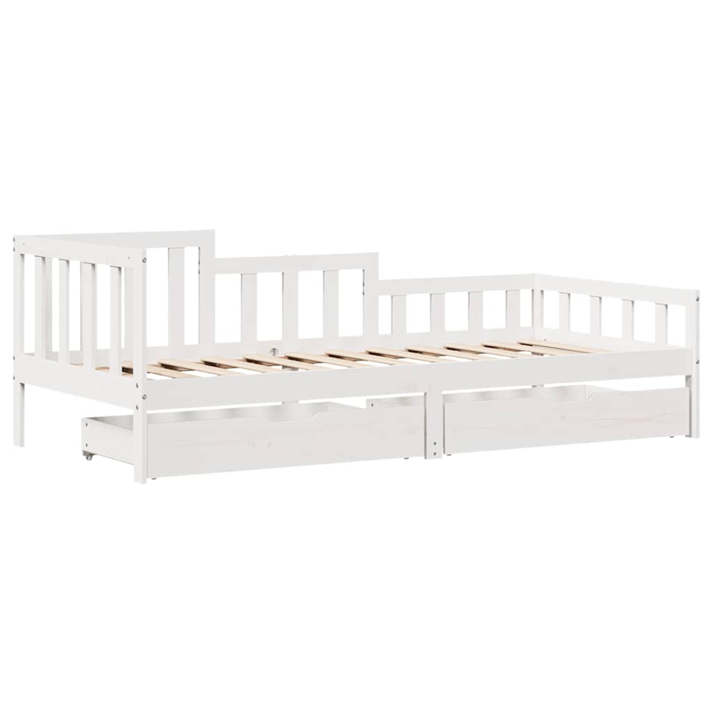 vidaXL Daybed with Drawers without Mattress White 90x200 cm Solid Wood 3