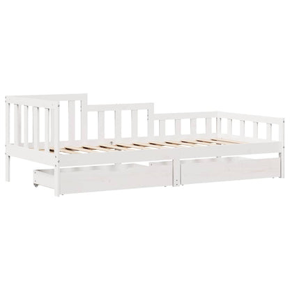 vidaXL Daybed with Drawers without Mattress White 90x200 cm Solid Wood 3