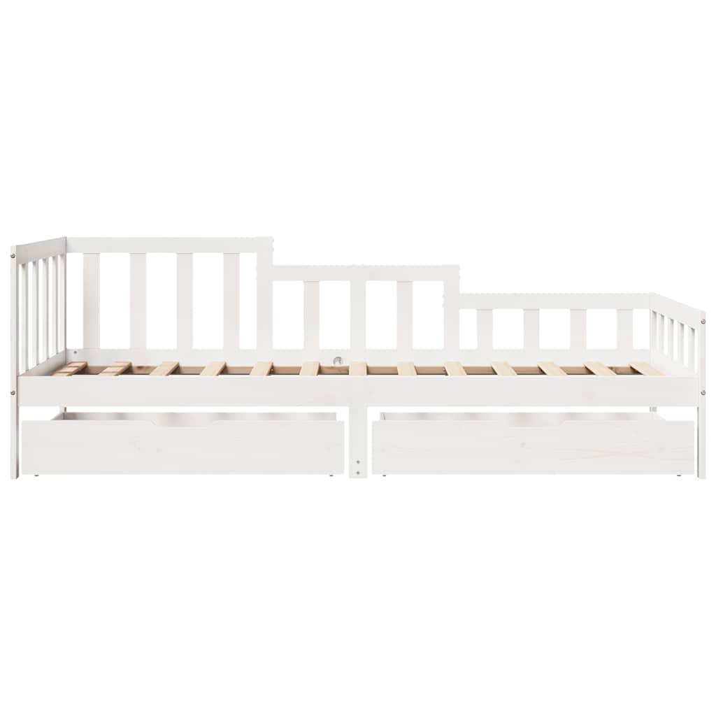 vidaXL Daybed with Drawers without Mattress White 90x200 cm Solid Wood 4