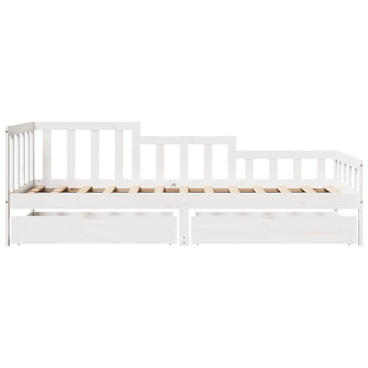 vidaXL Daybed with Drawers without Mattress White 90x200 cm Solid Wood 4
