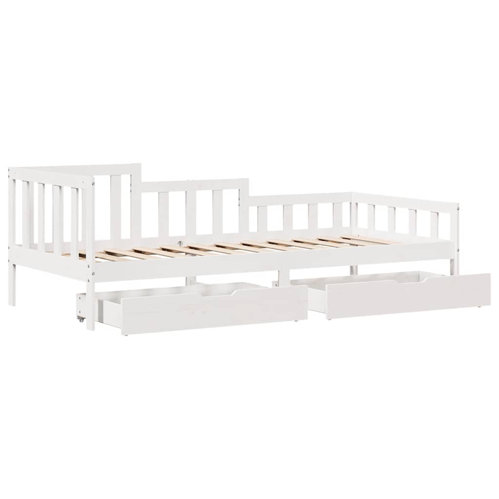 vidaXL Daybed with Drawers without Mattress White 90x200 cm Solid Wood 5